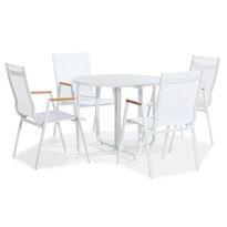 Parvekeryhmä Flippy, Ø90cm, 4 karmituolia, valkoinen (08552)