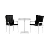 Parvekeryhmä Tunis, 70x70cm, 2 tuolia, pehmusteet, harmaa/valkoinen/musta (15518)