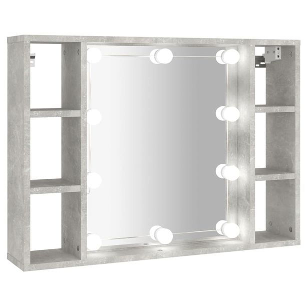 Peilikaappi LED-valoilla betoninharmaa 76x15x55 cm (08859)