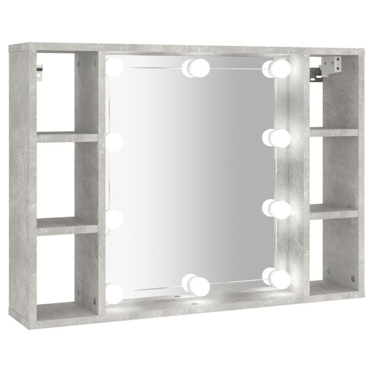Peilikaappi LED-valoilla betoninharmaa 76x15x55 cm (08859)