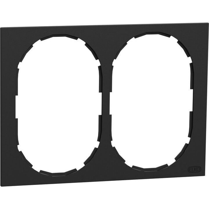 Peitelevy Schneider Electric ELKO One, 2-osainen 2-pistorasialle, 2x soikea aukko, musta