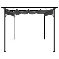 Pergola sisäänvedettävä katto antrasiitti 3x3 m teräs 180 g/m² (12226)