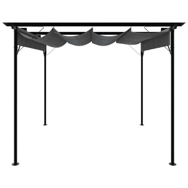 Pergola sisäänvedettävä katto antrasiitti 3x3 m teräs 180 g/m² (12226)
