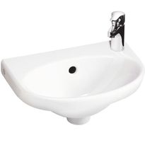 Pesuallas Gustavsberg Nautic, 40 cm, pulttikiinnitys, hananreikä oikealla, ylivuotoaukolla, CeramicPlus