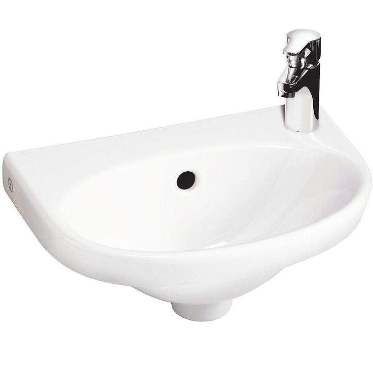 Pesuallas Gustavsberg Nautic, 40 cm, pulttikiinnitys, hananreikä oikealla, ylivuotoaukolla, CeramicPlus