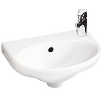 Pesuallas Gustavsberg Nautic, 40 cm, pulttikiinnitys, hananreikä vasemmalla, ylivuotoaukolla, CeramicPlus