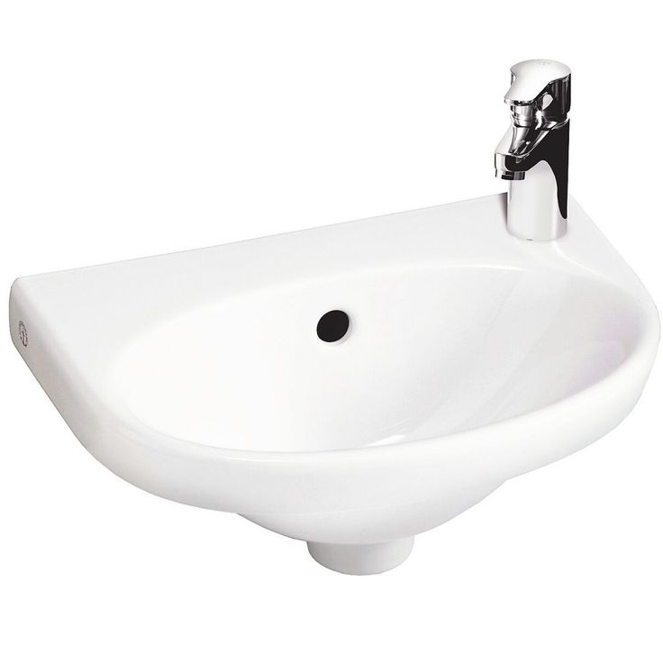 Pesuallas Gustavsberg Nautic, 40 cm, pulttikiinnitys, hananreikä vasemmalla, ylivuotoaukolla, CeramicPlus