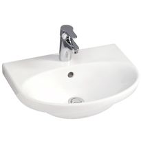 Pesuallas Gustavsberg Nautic, pultti/kannatinkiinnitys, hananreikä keskellä, CeramicPlus, eri kokoja