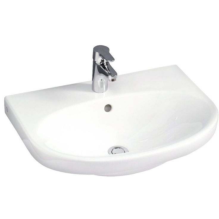 Pesuallas Gustavsberg Nautic, 56 cm, pultti/kannatinkiinnitys, ilman hananreikää, ylivuotoaukolla, CeramicPlus