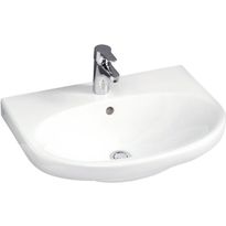 Pesuallas Gustavsberg Nautic, 60 cm, pultti/kannatinkiinnitys, ilman hananreikää, ylivuotoaukolla, CeramicPlus