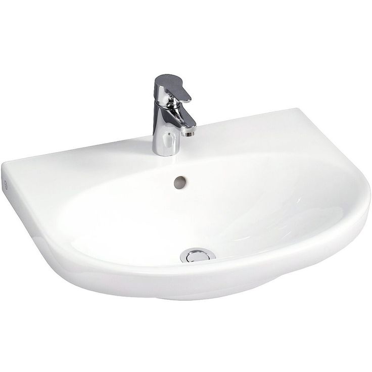 Pesuallas Gustavsberg Nautic, 60 cm, pultti/kannatinkiinnitys, ilman hananreikää, ylivuotoaukolla, CeramicPlus