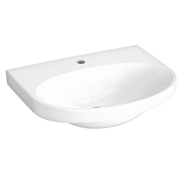 Pesuallas Gustavsberg Nautic, 60 cm, pulttikiinnitys, hananreikä keskellä, vakiopintakäsittely