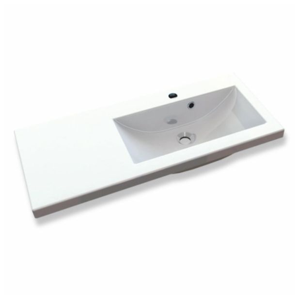 Pesuallas Grip Claudia 90 900x390mm valumarmoriallas oikea valkoinen