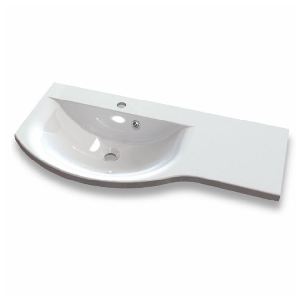 Pesuallas Grip Dali 90 900x435mm valumarmoriallas vasen valkoinen