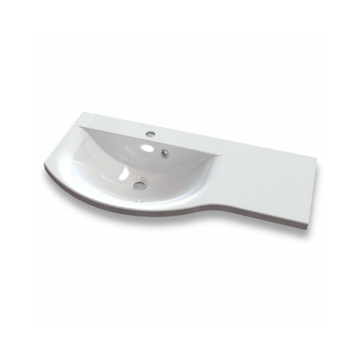 Pesuallas Grip Dali 90 900x435mm valumarmoriallas vasen valkoinen