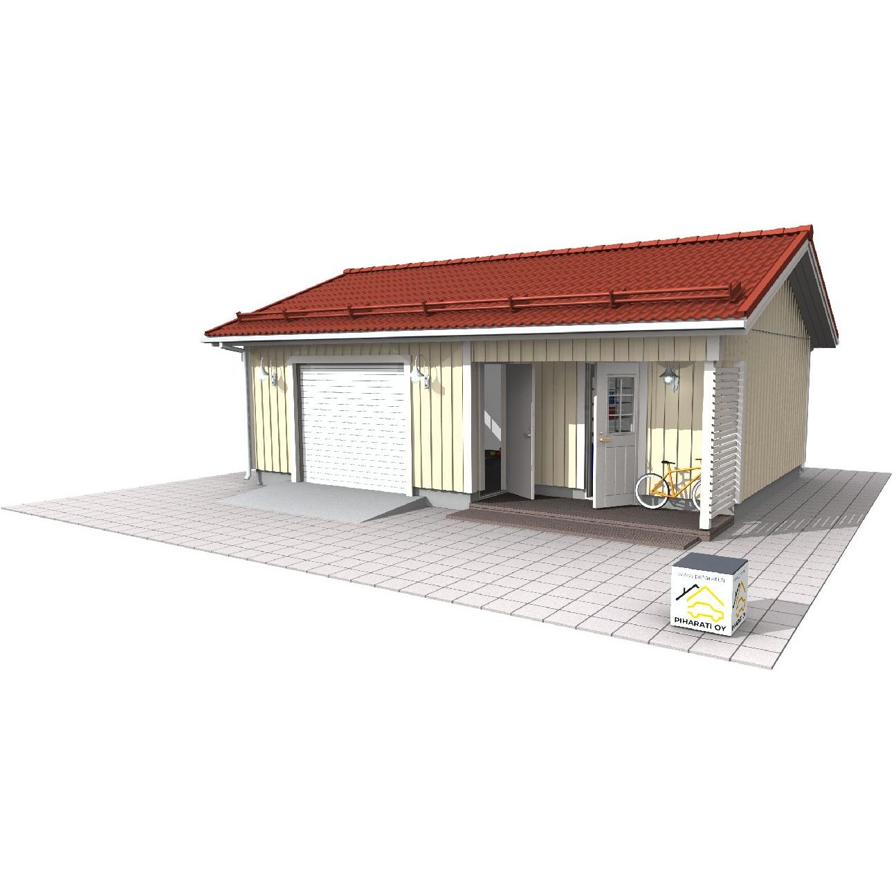 Autotalli Piharati A10, kylmä runko, lomalaudoitus, 41.5m²