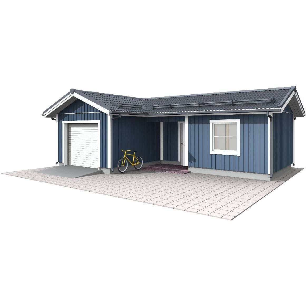 Autotalli ja vaja Piharati E1, kylmä runko, lomalaudoitus, 38.5m²