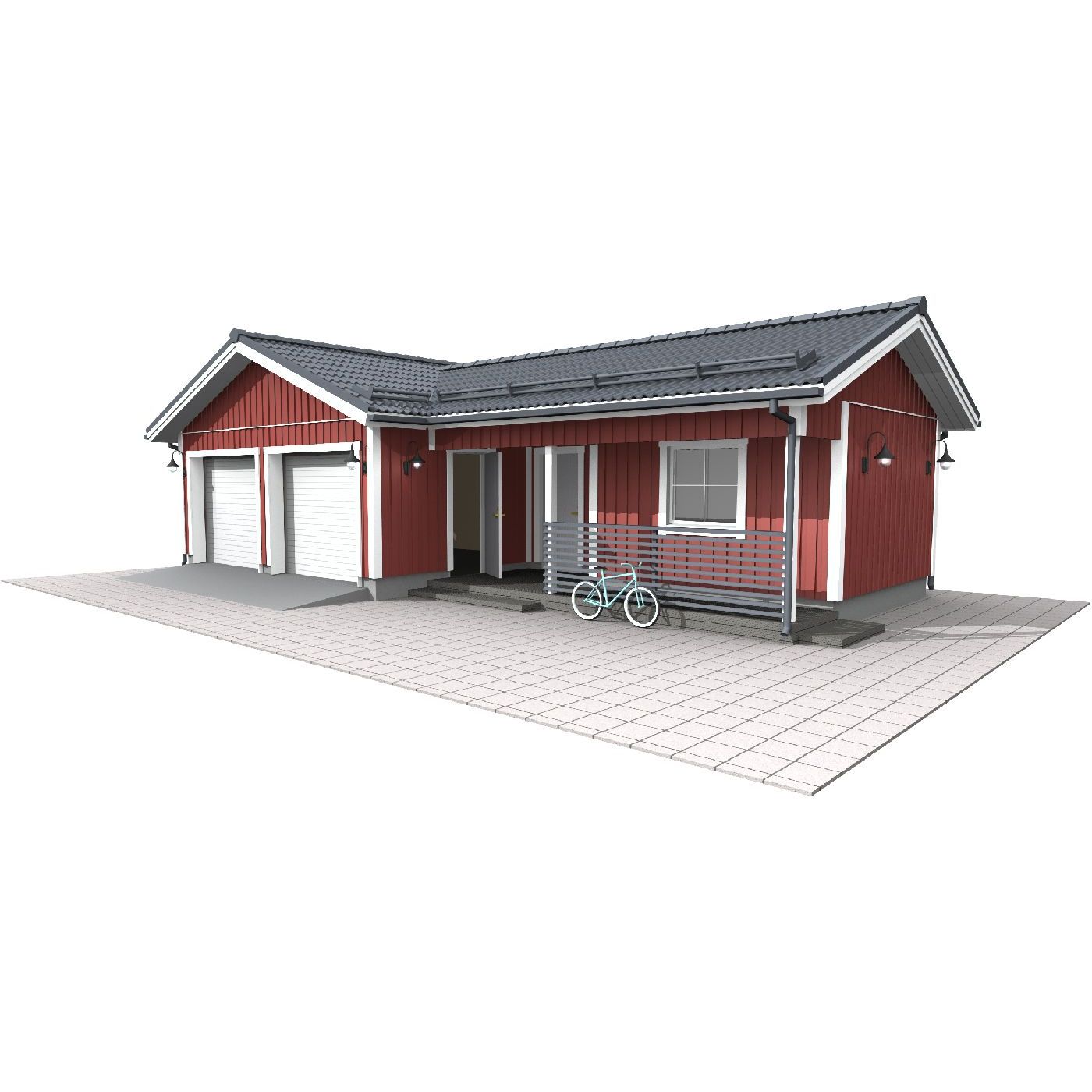 Autotalli ja vaja Piharati E6 VL, lämpövalmius, vaakapanelointi, 49m²