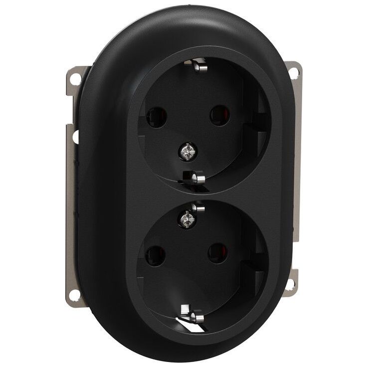 Pistorasia Schneider Electric ELKO One, 2-osainen, 16A, IP21, UKJ, uppoasennus, keskiölevyllä, jousiliitos