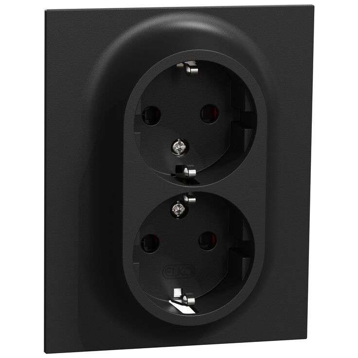 Pistorasia Schneider Electric ELKO One, 2-osainen, 16A, IP21, UPJ, uppoasennus, peitelevyllä, jousiliitos