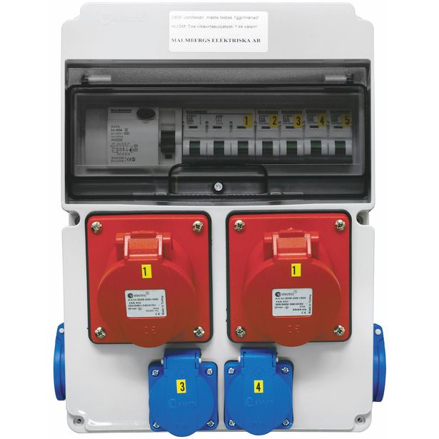 Pistorasiakeskus Malmbergs Standard 2kpl 3X16A PR + 4kpl schuko 16A IP44