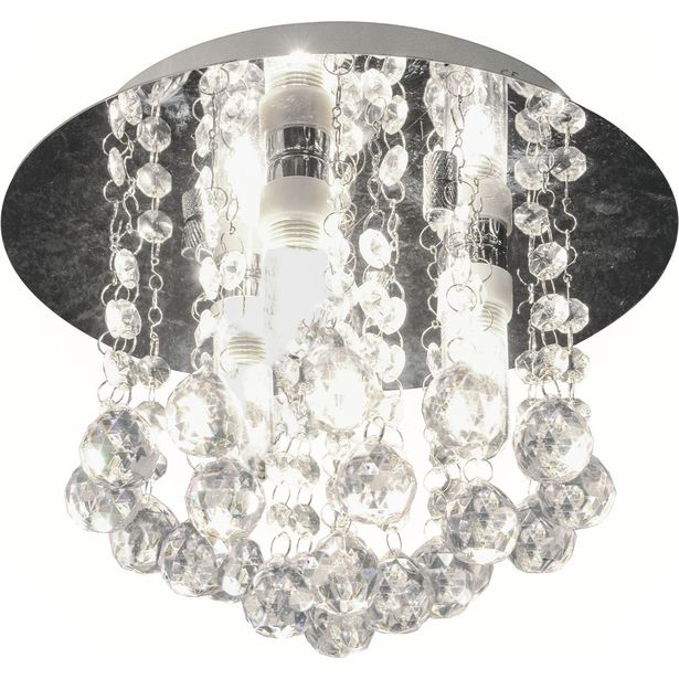 Plafondi Aneta Lighting Nicoline, IP44 Ø 260x220 mm, kromi, kirkas lasi
