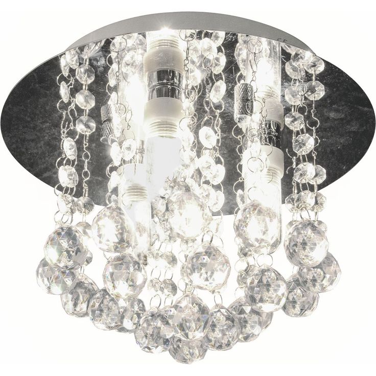 Plafondi Aneta Lighting Nicoline, IP44 Ø 260x220 mm, kromi, kirkas lasi