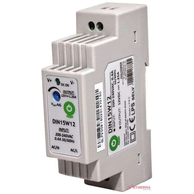 Teholähde POS DIN12, 12VDC IP20, eri tehoja