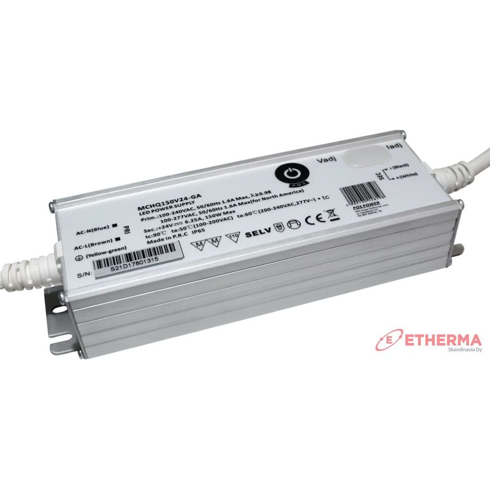 LED-liitäntälaite POS ON/OFF-kytkimellä 150W 24V 6.25A IP65 ON/OFF
