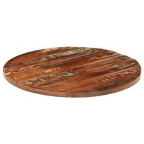 Pöytälevy Ø 80x3,8 cm pyöreä kierrätetty täyspuu (70031)