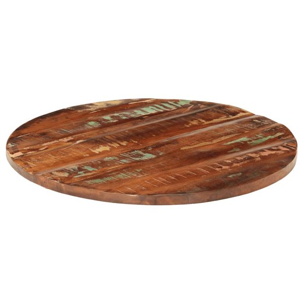 Pöytälevy Ø 80x3,8 cm pyöreä kierrätetty täyspuu (70031)