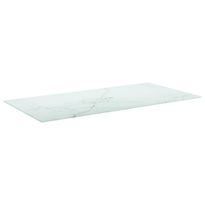Pöytälevy valkoinen 100x50 cm 6 mm karkaistu lasi marmorikuvio (22258)
