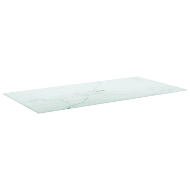 Pöytälevy valkoinen 100x50 cm 6 mm karkaistu lasi marmorikuvio (22258)