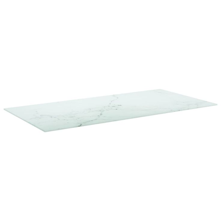 Pöytälevy valkoinen 100x50 cm 6 mm karkaistu lasi marmorikuvio (22258)