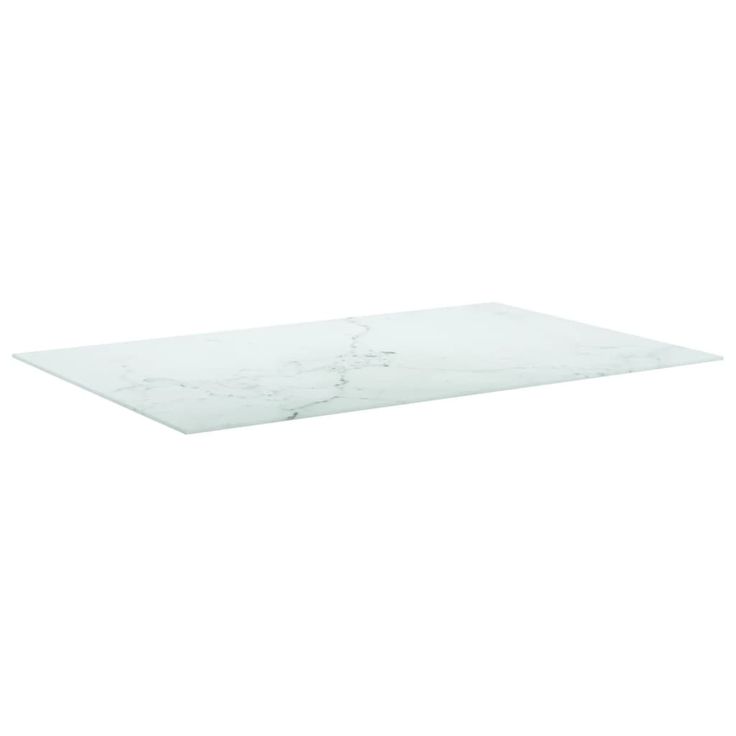 Pöytälevy valkoinen 100x62 cm 8 mm karkaistu lasi marmorikuvio (22259)