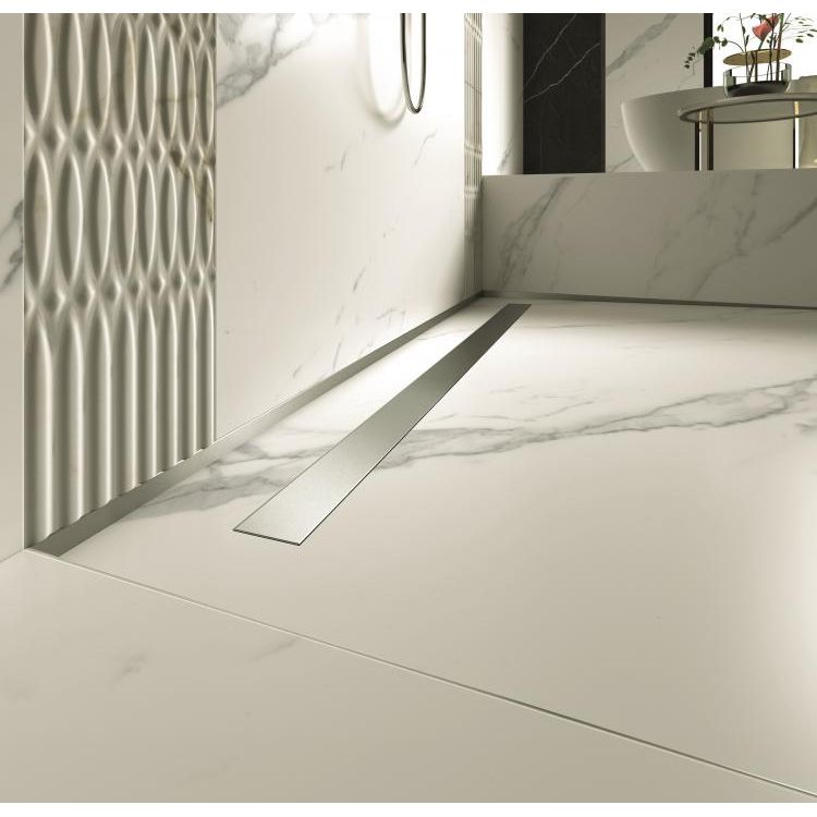 Linjalattiakaivo PP Drain Aqua, Flat Cover -kannella, kiiltävä kulta, 100cm
