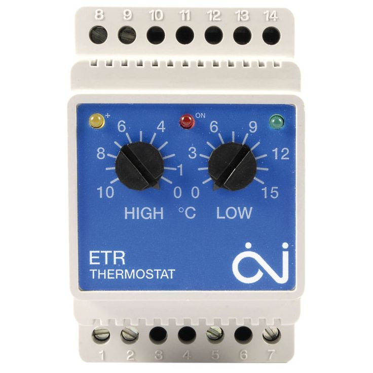 Kaksoistermostaatti Pistesarjat ETR/F-1447A DIN-kisko 16A