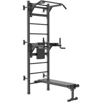 Puolapuut/kuntotorni React, sis. leuanvetotanko, dip-teline ja penkki, Metallinen Musta