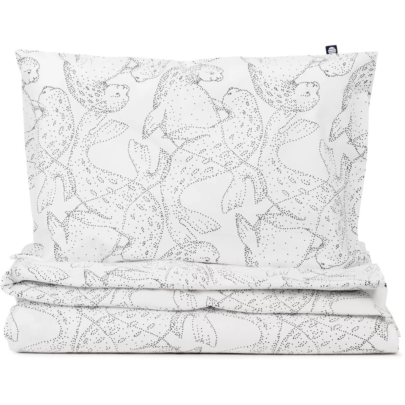 Vauvan pussilakanasetti Familon Norppa Organic, 85x125cm, mustavalkoinen