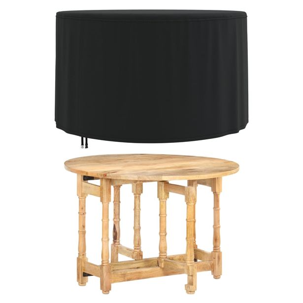 Puutarhakalusteiden suoja pyöreä musta Ø 128x71 cm 420D Oxford (59647)