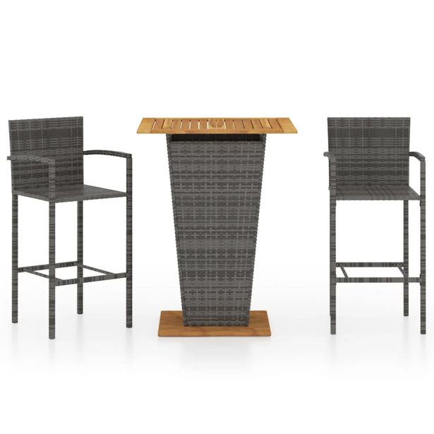 Puutarhan bistrosarja 3-osainen harmaa (64869)