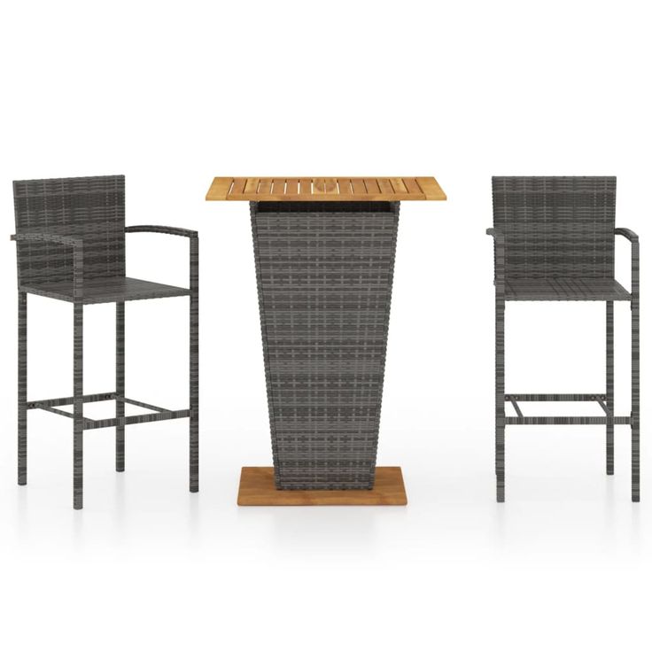 Puutarhan bistrosarja 3-osainen harmaa (64869)