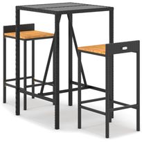 Puutarhan bistrosarja, musta polyrottinki/täysi akasiapuu, eri kokoja (29642)