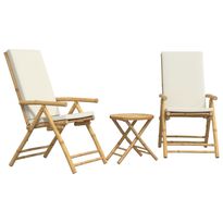 Puutarhan bistrosarja, 3-osainen taitettava, bambu, eri värejä ja kokoja (33031)
