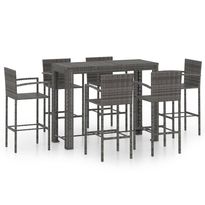 Puutarhan bistrosarja 7-osainen käsinojilla polyrottinki harmaa (64815)