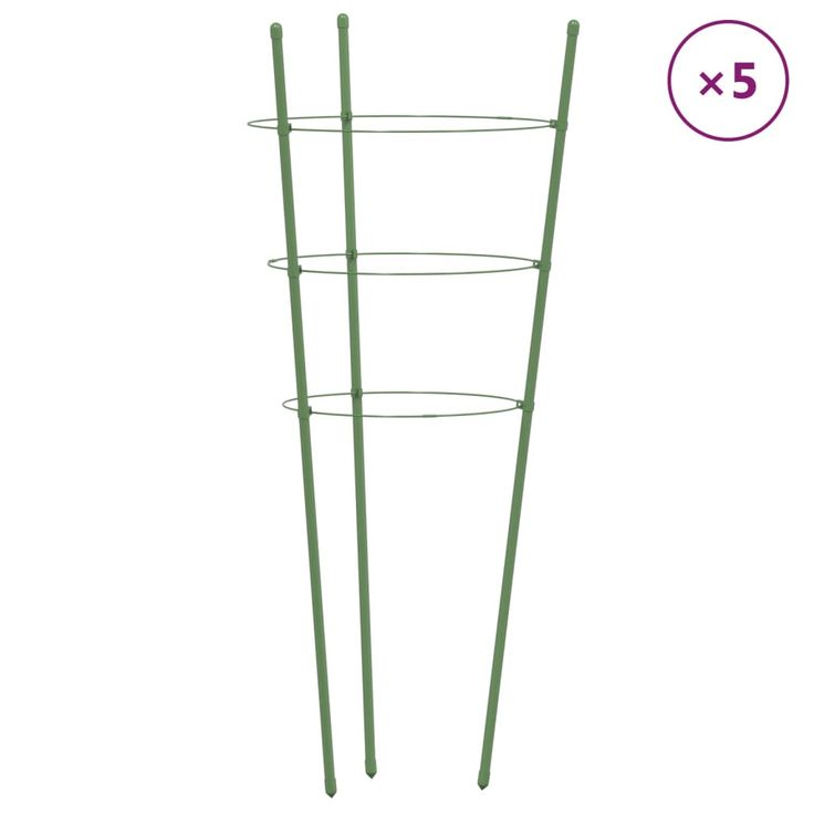 Puutarhan kasvituet 3 rengasta 5 kpl vihreä 45 cm teräs (19372)