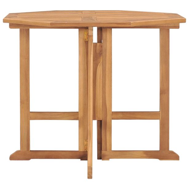 puutarhan ruokapöytä Kokoontaitettava 90x90x75cm täysi tiikki (15447)