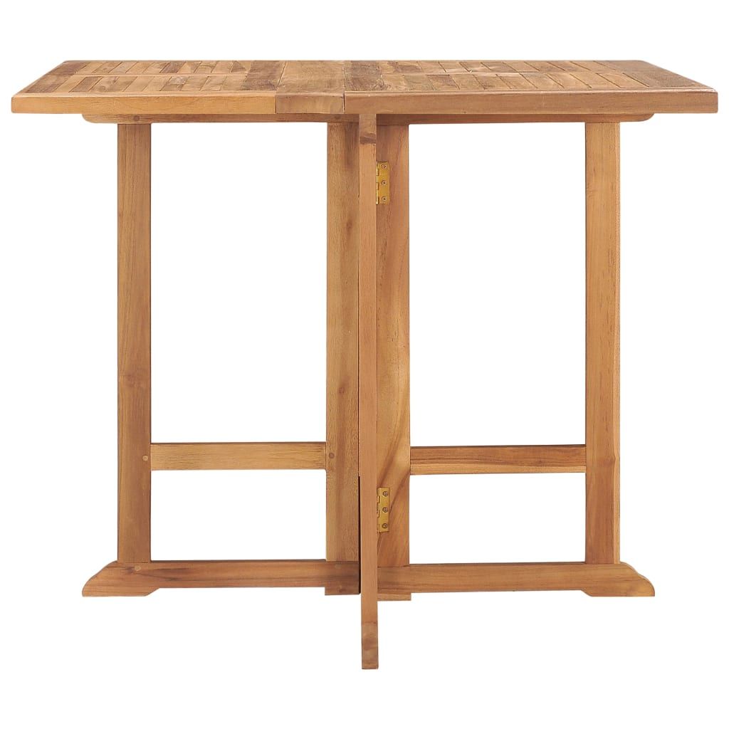 puutarhan ruokapöytä Kokoontaittuva 90x90x75 cm täysi tiikki (15448)