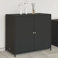 Puutarhan säilytyskaappi musta 83x45x76 cm polyrottinki, Verkkokaupan poistotuote