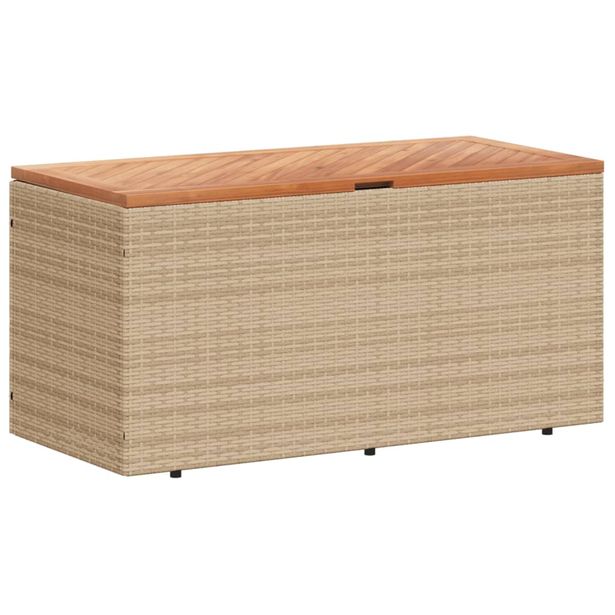 Puutarhan säilytyslaatikko beige 110x50x54 cm polyrottinki (65957)